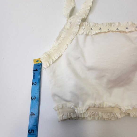 White Crop Top Sequin Bralette Padded Crop Top - Picture 8 of 12